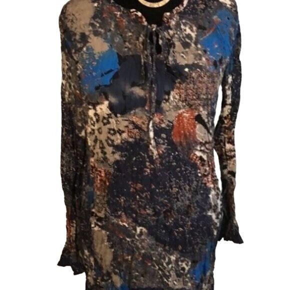 Kaktus Navy Abstract Long-Sleeve Sheath Dress XLarge - Picture 2 of 7